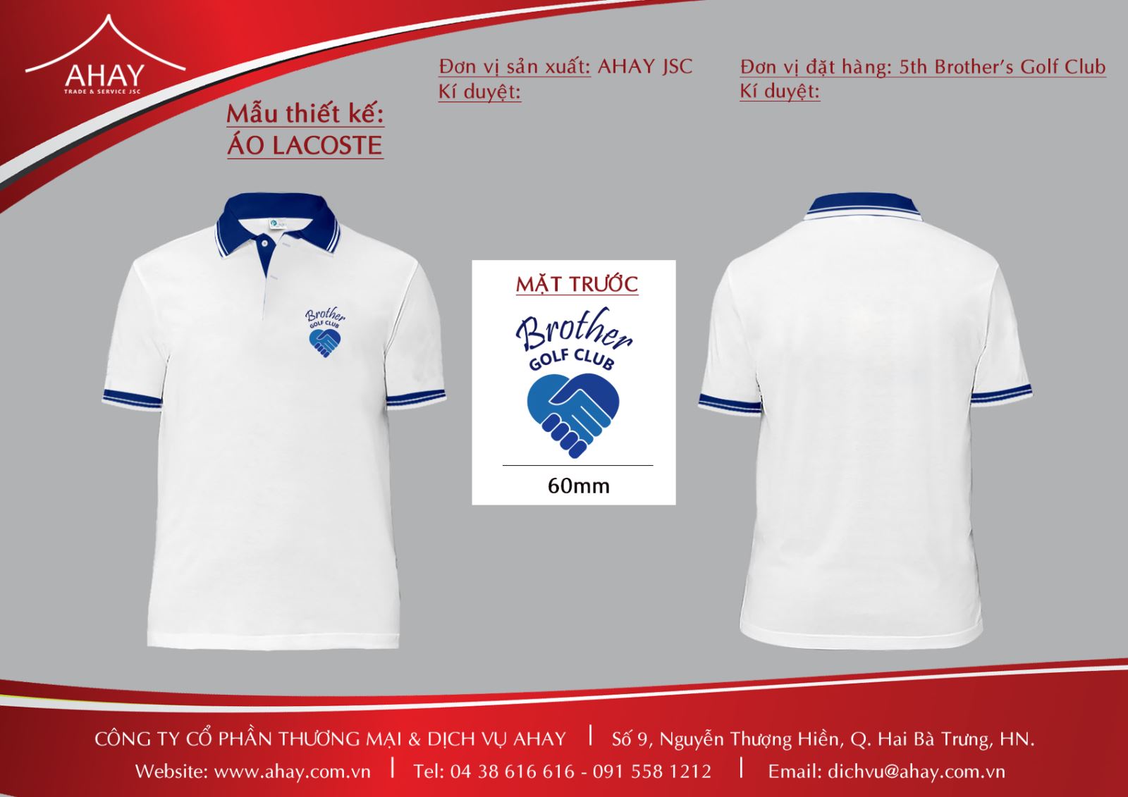 Áo phông Brother Golf Club trắng cổ xanh
